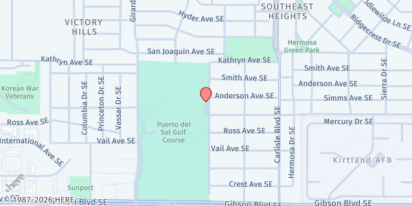 Map showing Sunport Plaza - Supportive Housing Coalition at 1313 Wellesley Dr. SE, Albuquerque, NM