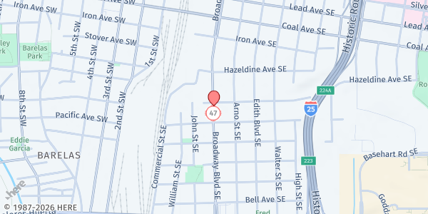 Map showing SVDP - St. Francis Xavier Conference at 810 Broadway SE, Albuquerque, NM