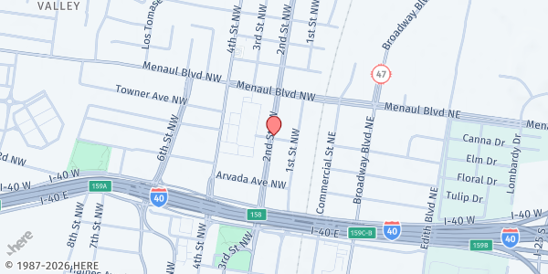 Map showing The Rock at Noon Day at 2400 2nd St. NW, Albuquerque, NM