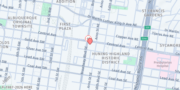 Map showing The Storehouse at 106 Broadway Blvd. SE, Albuquerque, NM