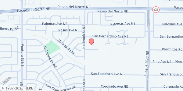 Map showing Triumph Centre at Bethel at 7800 Holbrook St. NE, Albuquerque, NM