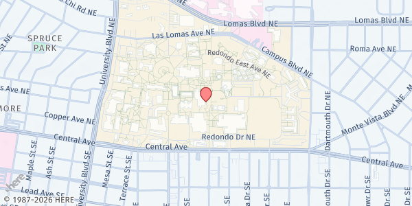 Map showing UNM - Lobo Food Pantry at The University of New Mexico; 1, Albuquerque, NM