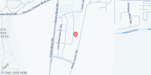 Map showing UNM Mobile Lobo Food Pantry - Las Estancias at 3810 Las Estancias Way, Albuquerque, NM