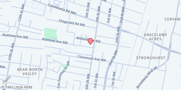 Map showing UNMH - North Valley Clinic at 3401 4th St. NW, Albuquerque, NM