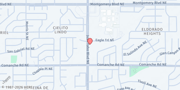 Map showing Veterans Independent Living of Albuquerque at 3900 Juan Tabo Blvd. NE, Albuquerque, NM