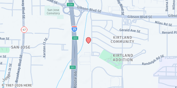 Map showing Veterans Integration Center at 2701 Mulberry St. SE, Albuquerque, NM