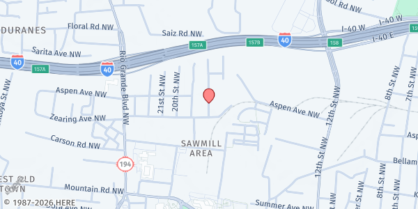 Map showing Villa Nueva Senior Apartments at 990 18th St. NW, Albuquerque, NM
