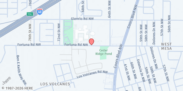 Map showing West Mesa High School at 6701 Fortuna Road NW, Albuquerque, NM
