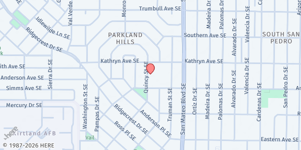 Map showing Whittier Food Hub at 1110 Quincy SE, Albuquerque, NM