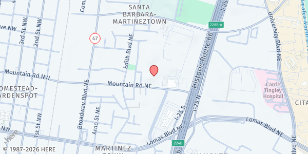 Map showing YDI La Mariposa Head Start at 801 Mountain Rd. NE, Albuquerque, NM