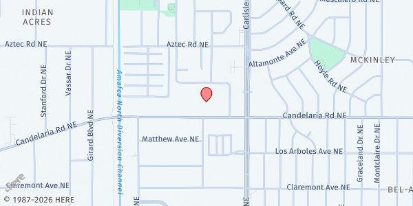 Map showing Youth Development, Inc. at 3411 Candelaria Road Northeast, Suite G, Albuquerque, NM