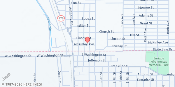 Map showing St. Anthony's Catholic Church at 324 Lincoln St., Anthony, NM