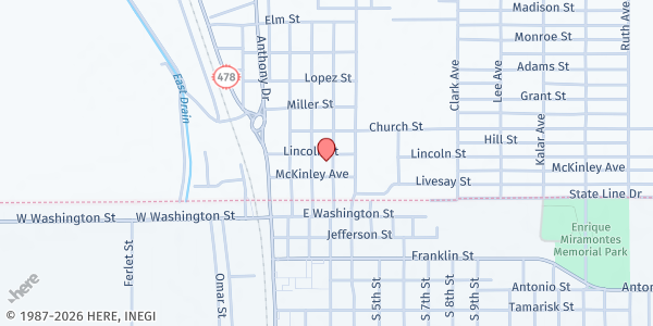 Map showing St. Anthony's Catholic Church at 224 Lincoln St, Anthony, NM