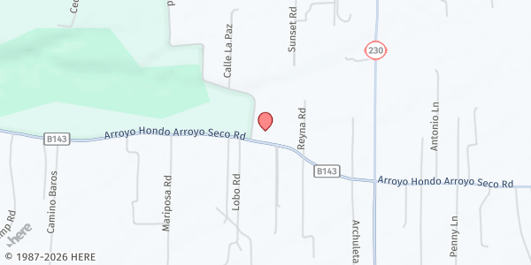 Map showing Arroyos Del Norte Elementary School Student Pantry at 405 Hondo Seco Rd, Arroyo Seco, NM