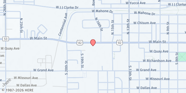 Map showing Artesia Food Distribution at 1701 W Main St, Artesia, NM