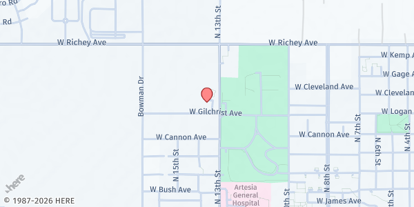 Map showing Southeast NM Community Action Corp - Artesia at 1313 Gilchrist Ave., Artesia, NM
