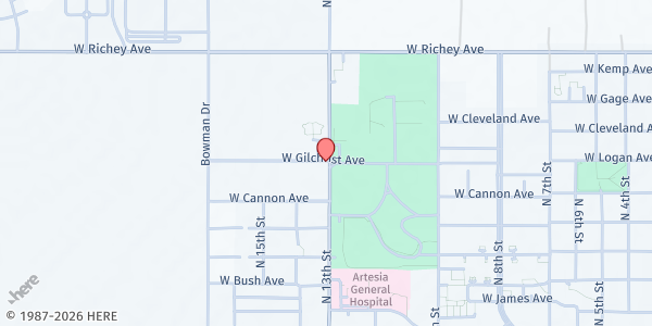 Map showing Southeast NM Community Action Corp of Artesia at 1313 Gilchrist Ave, Artesia, NM