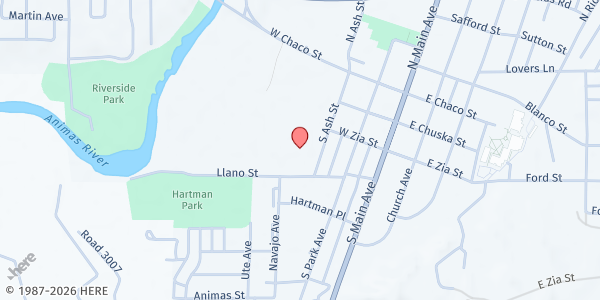 Map showing Aztec Boys & Girls Club at 311 S Ash St., Aztec, NM