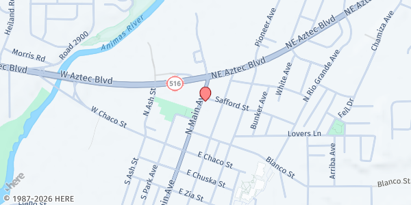 Map showing Echo Aztec Pre-School at 322 N Main Ave., Aztec, NM