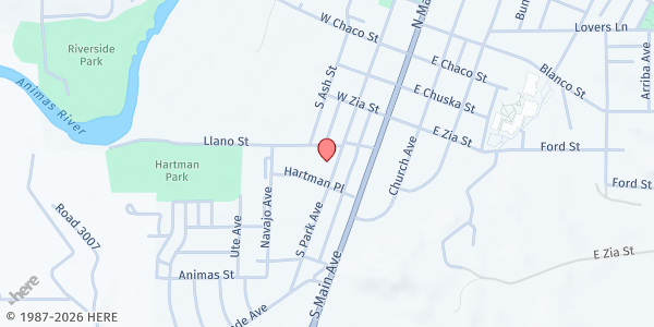 Map showing ECHO Tailgate - Animas Village Apartments at 401 S. Park Avenue, Aztec, NM
