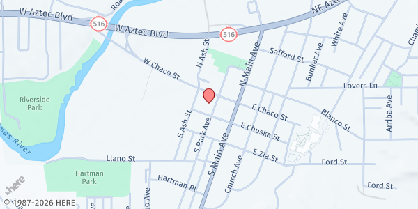 Map showing ECHO Tailgate - Aztec Senior Center at 101 S. Park Avenue, Aztec, NM