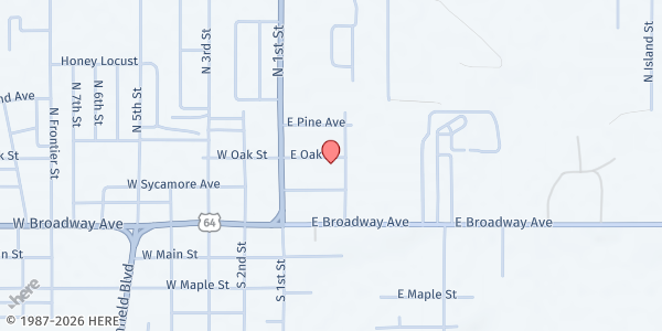 Map showing Bloomfield Assembly of God at 211 E Oak Ave, Bloomfield, NM
