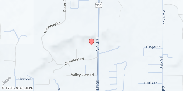 Map showing First United Methodist Church at 1105 N 1st St, Bloomfield, NM