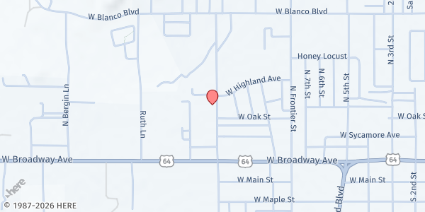 Map showing St Mary's Catholic Church at 307 N Church St # B, Bloomfield, NM