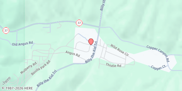 Map showing Angus Nazarene Church at 103 Bonita Park Drive, Capitan, NM