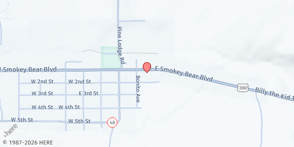 Map showing Trinity Southern Baptist - Capitan at 217 Smokey Bear Boulevard, Capitan, NM