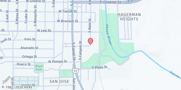 Map showing Abundant Harvest - Oasis Church at 802 S. Main, Carlsbad, NM