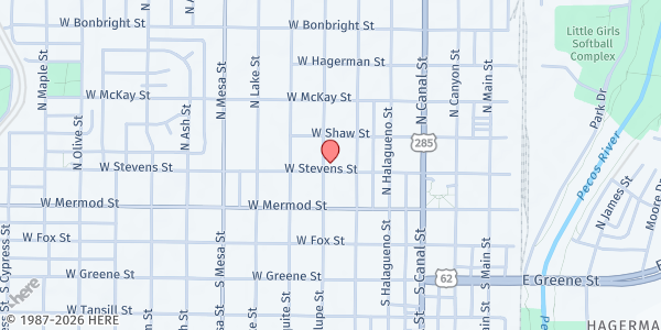 Map showing Jonah's House Food Pantry at 512 W. Stevens St., Carlsbad, NM