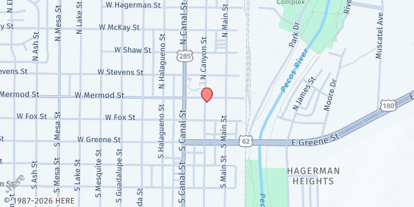 Map showing United Way of Eddy County - Carlsbad MFP at 116 S Canyon St., Carlsbad, NM