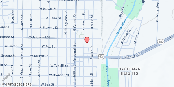 Map showing United Way of Eddy County Food Pantry at 116 S Canyon St., Carlsbad, NM