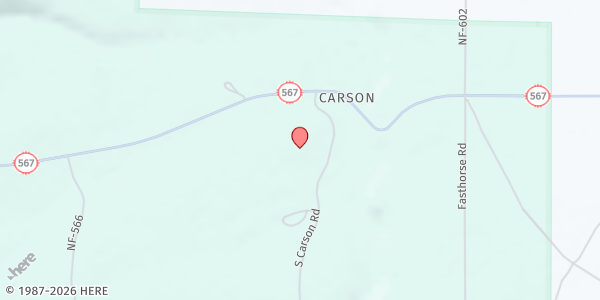 Map showing Santo Nino Carson at #1 Carson Way, Carson, NM