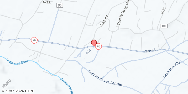 Map showing Barrios Unidos Community Without Walls at 7 John Hyson Dr., Chimayo, NM