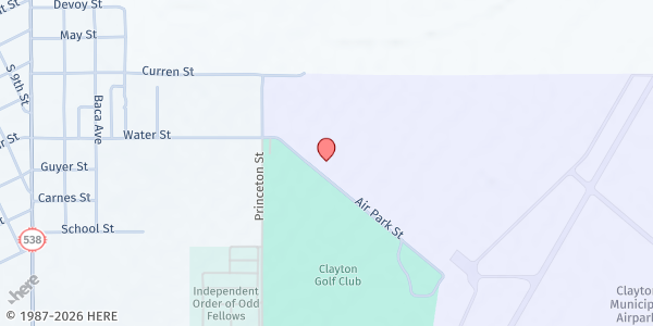 Map showing Clayton Mobile Food Pantry at 25 Air Park St, Clayton, NM