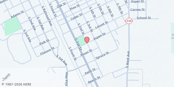 Map showing Clayton Mobile Food Pantry at 200 Aspen St., Clayton, NM
