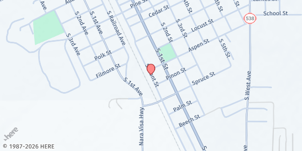 Map showing Clayton Municipal Schools Student Pantry at 4 Aspen St, Clayton, NM