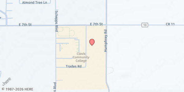 Map showing Clovis Community College Campus Cabinet at 501 Trades Road, Clovis, NM