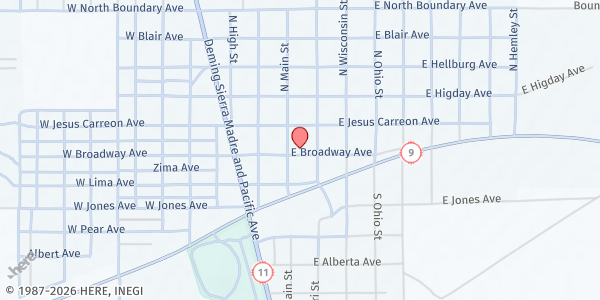 Map showing American Legion Post 1916 at 37 E. Broadway, Columbus, NM