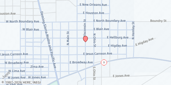 Map showing Columbus Elementary School at 7450 Altura Rd., Columbus, NM