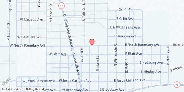 Map showing Columbus Mobile Food Pantry at 25 West North Boundary Avenue, Columbus, NM
