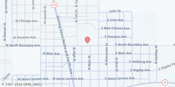 Map showing El Corazon de Columbus Food Pantry at 25 N Boundary St, Columbus, NM