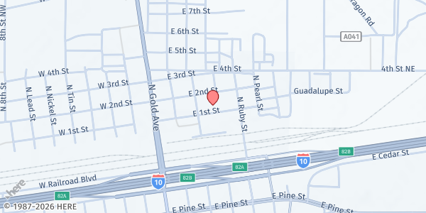 Map showing Cesar Chavez Charter High School at 315 E. 1st Street, Deming, NM