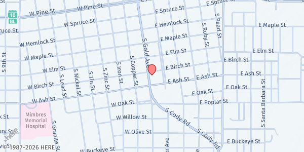 Map showing First Assembly of God at 601 S Gold Ave., Deming, NM