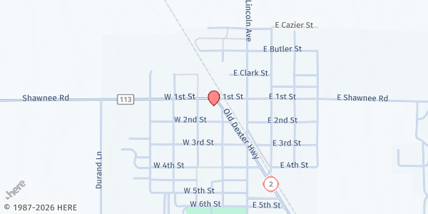 Map showing Dexter Middle School at 102 N. Lincoln, Dexter, NM