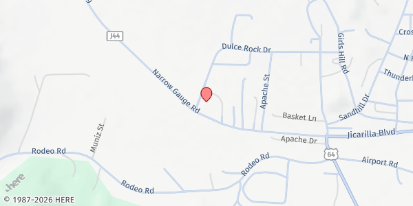 Map showing Jicarilla Apache Community Health & Fitness Center - Main Location at 80 Narrow Gauge Dr, Dulce, NM