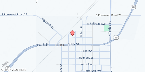 Map showing Elida Mobile Food Pantry at 704 State St, Elida, NM