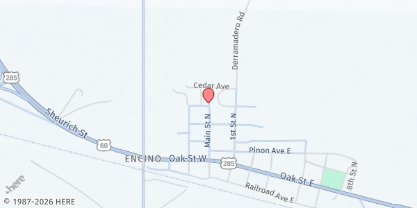 Map showing Encino and Duran Community Mobile at 427 A North Main, Encino, NM
